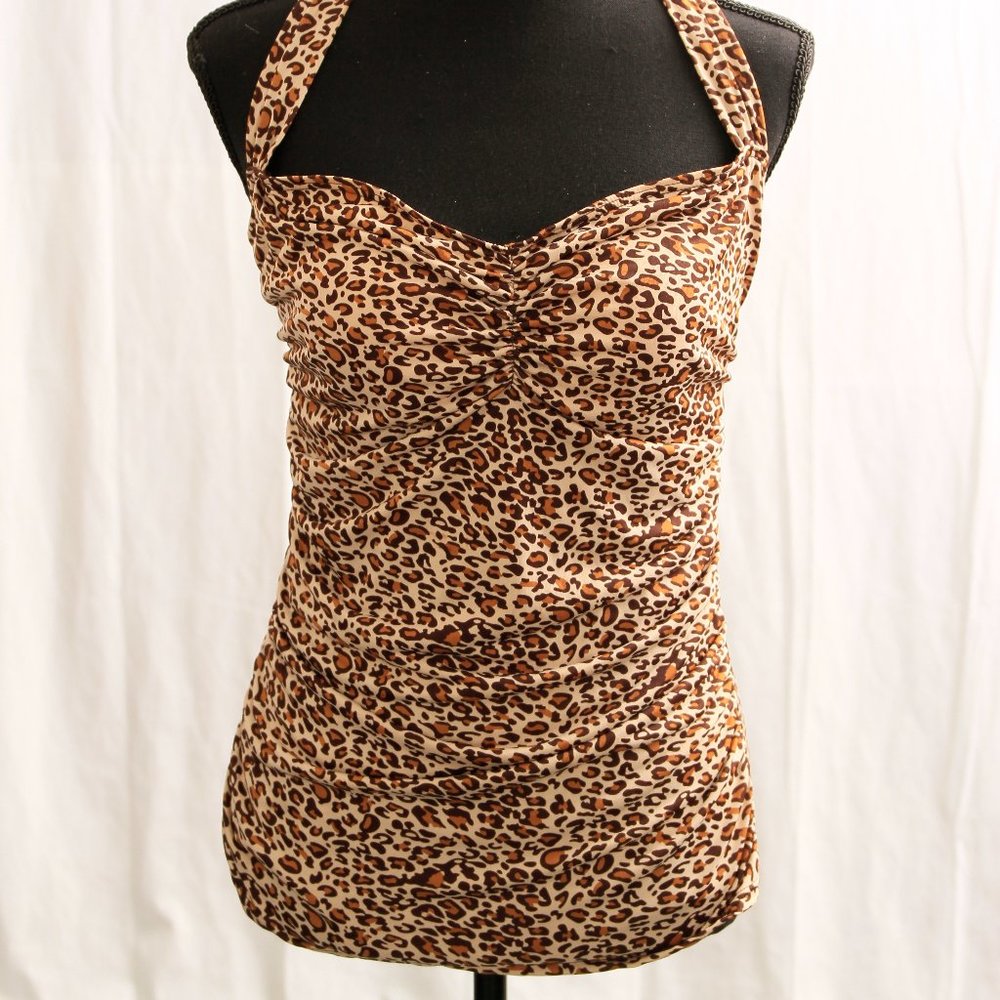 Broad Minded Clothing Cougar Print Halter Swimsuit